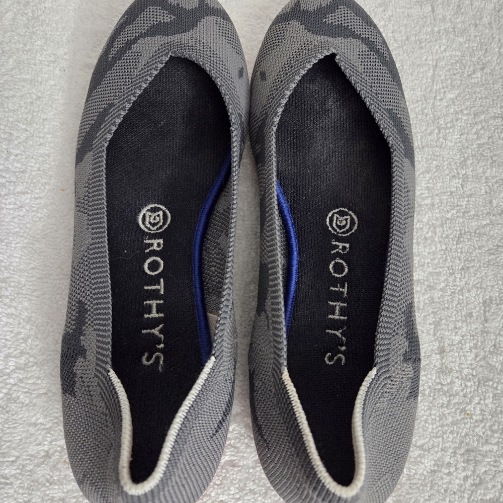 Rothy's Gray Camo Knit Ballet Flats Women's Size 8 Round Toe - Picture 6 of 13
